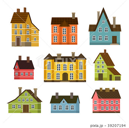 Colorful residential house set in flat design 39207194