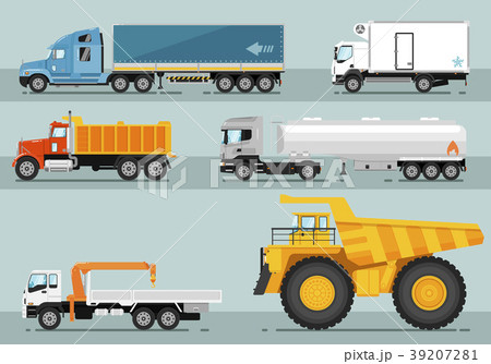 Collection of Trucks Flat Style Illustrations Collection of Trucks Flat Style Illustrations 39207281
