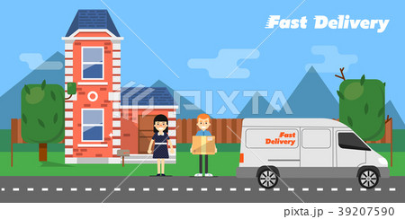 Fast delivery banner. Commercial vehicle. 39207590
