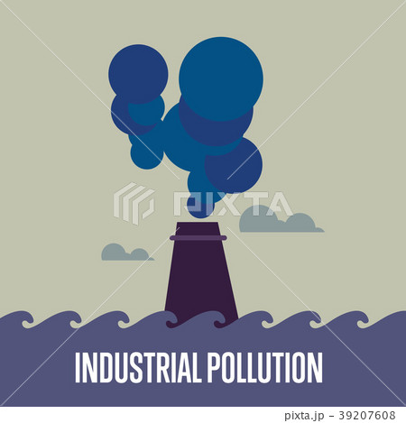 Industrial pollution. Factory with smoke stack Industrial pollution. Factory with smoke stack 39207608