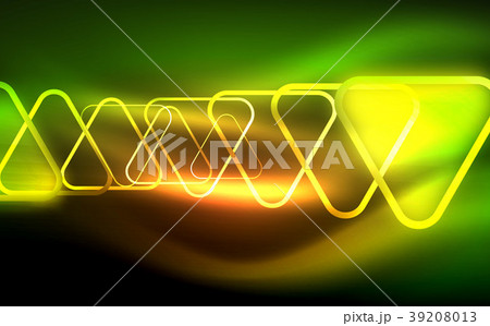 Glowing vector triangle geometric shapes in dark 39208013