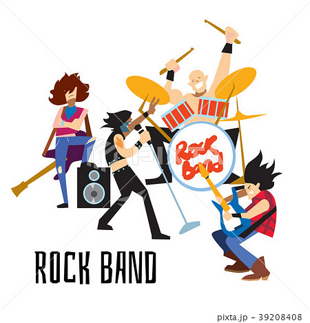 Rock Band Music Group With Musiciansのイラスト素材