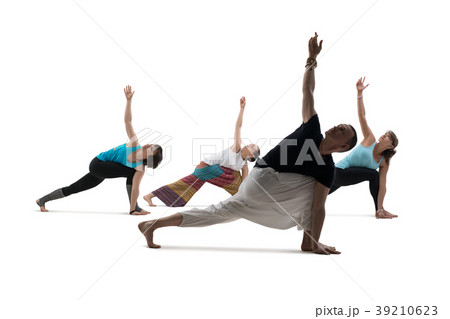 People doing yoga shot isolated 39210623