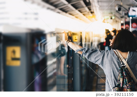 BTS skytrain train runs in Bangkok 39211150