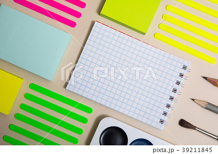 Stationery with a notebook diagonally 39211845