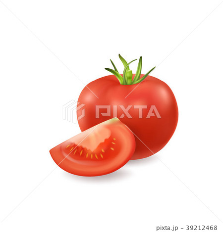 Vector 3d realistic juicy tomato closeup isolated 39212468