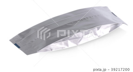Silver foil zipper bag packaging on white  39217200