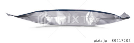 Silver foil zipper bag packaging on white Silver foil zipper bag packaging on white 39217202
