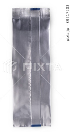 Silver foil zipper bag packaging on white Silver foil zipper bag packaging on white 39217203