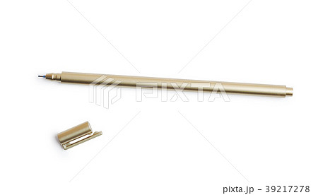 Gold business pen isolated clipping mask on white 39217278