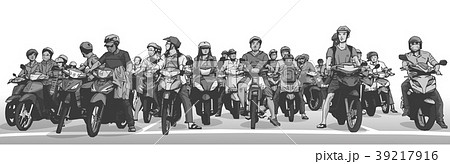 Illustration of vietnam traffic with motorbikes Illustration of vietnam traffic with motorbikes 39217916