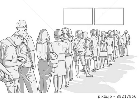 Illustration of crowd of people standing in line 39217956