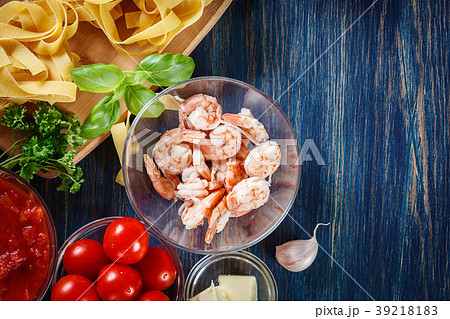 Ingredients ready for preparing pappardelle pasta 39218183