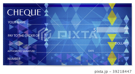 Check (cheque), Chequebook template. Guilloche pat Check (cheque), Chequebook template. Guilloche pat 39218447