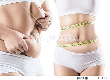 Collage of fat woman with abdominal folds. Collage of fat woman with abdominal folds. 39219135