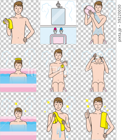 銭湯で入浴する男性 日本式 銭湯で入浴する男性 日本式 39220030