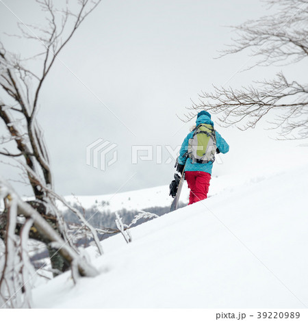 Young woman on the snowboard Young woman on the snowboard 39220989