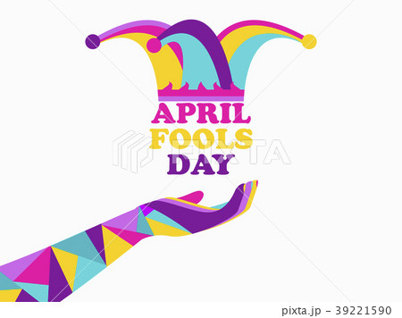 April Fools Day. Jester hat and hand from polygons 39221590