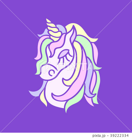 Unicorn head icon on the purple background 39222334