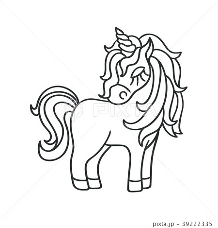 Unicorn silhouette sketch icon on white background 39222335