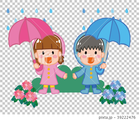 梅雨のイメージイラスト（男の子と女の子） 39222476
