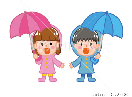 梅雨のイメージイラスト（男の子と女の子） 39222480