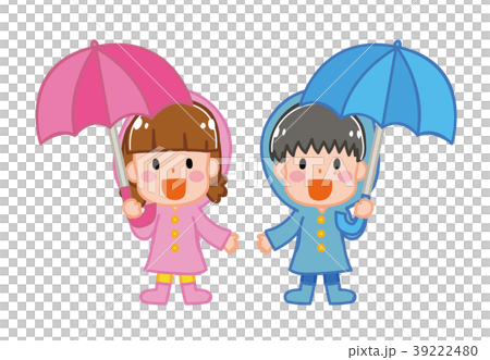 雨季的圖像插圖（男孩和女孩） 39222480