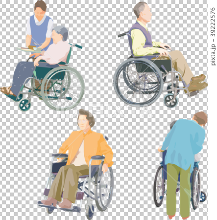 全身人物イラスト_シニア車いす 39222576
