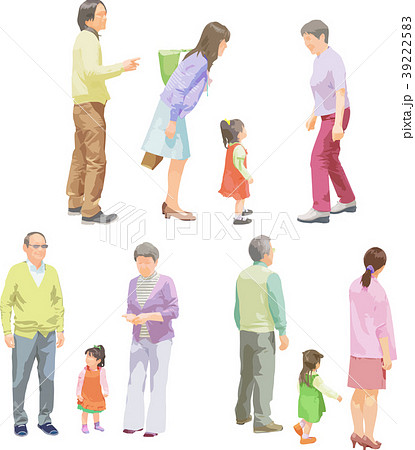 全身人物イラスト_シニアファミリー 39222583