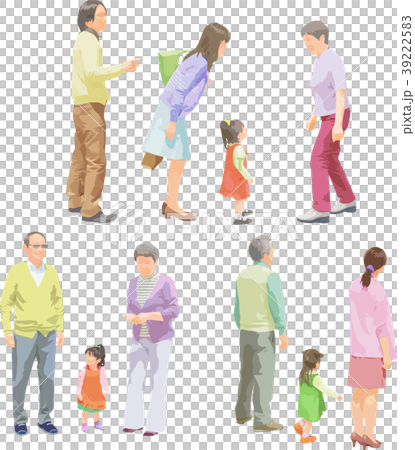 全身人物イラスト_シニアファミリー 39222583