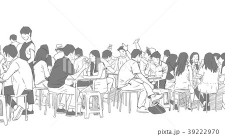 People drinking and eating asian street food People drinking and eating asian street food 39222970