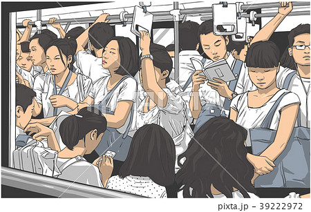 Illustration of crowded metro cart in rush hour Illustration of crowded metro cart in rush hour 39222972
