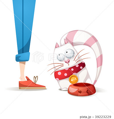 cat wants to eat very much - cartoon illustration. cat wants to eat very much - cartoon illustration. 39223229