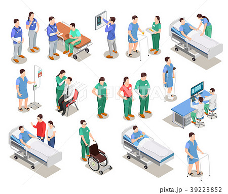 Hospital Staff Patients Isometric Peopleのイラスト素材