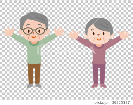 Senior couple raising their hands 39225557