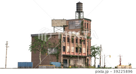 Ruined Building Isolated On White 3D Illustration 39225896