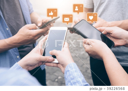 Group of young teen using mobile phones. Group of young teen using mobile phones. 39226568