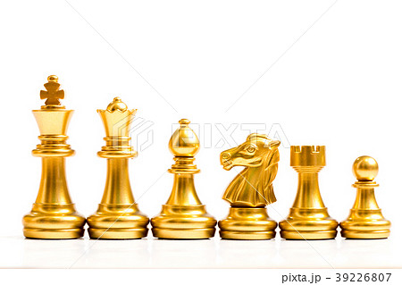 Gold chess piece stand in a row Gold chess piece stand in a row 39226807