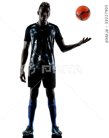 one african soccer player man isolated white 39227905