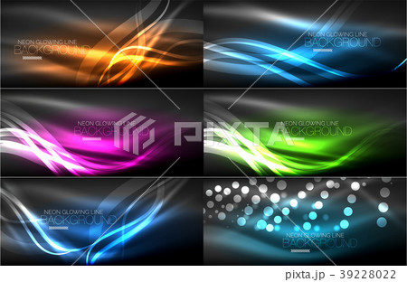 Vector collection of glowing neon shapes in dark Vector collection of glowing neon shapes in dark 39228022