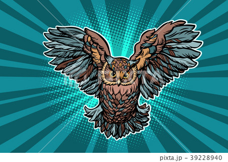 Beautiful realistic owl in flight Beautiful realistic owl in flight 39228940