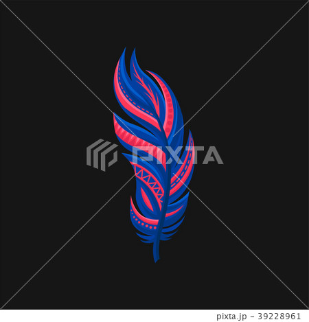 Beautiful bright abstract blue and pink feather 39228961