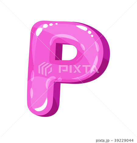 P pink glossy bright English letter, kids font 39229044