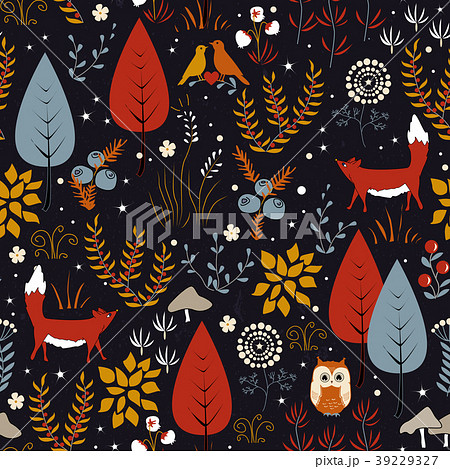Vector seamless pattern with forest plants 39229327