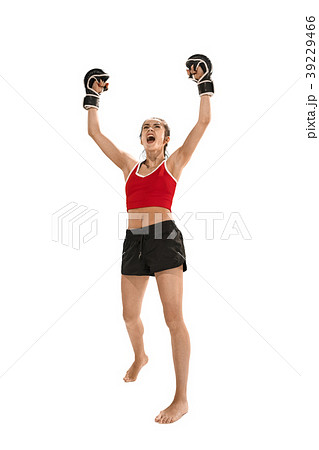 Fit beautiful woman with the boxing gloves 39229466