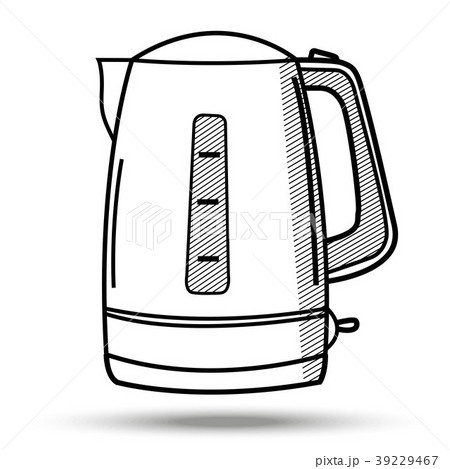 Kettle in line art style. Illustration on isolated 39229467