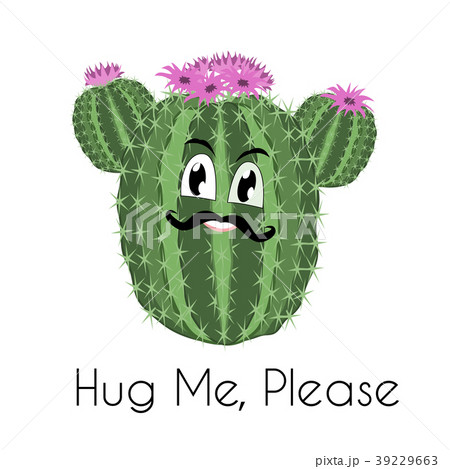 Cactus print with funny cactus in vector. Postcard 39229663
