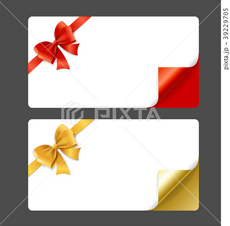 Gift Card Template, Silk Ribbon Bow And Curved 39229705