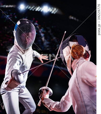 Fencing sport for women epee fencer. 39229776