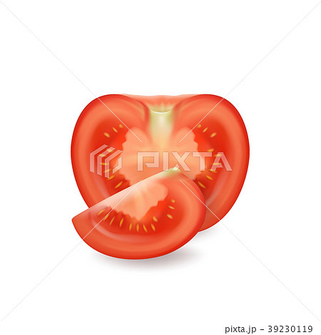 Vector 3d realistic juicy tomato closeup isolated Vector 3d realistic juicy tomato closeup isolated 39230119